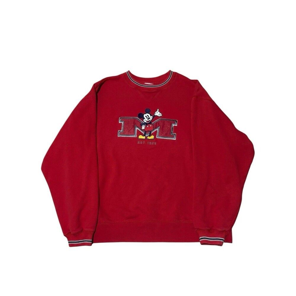 Vintage Disney Mickey Mouse Red Embroidered Sweater 90s Size XL